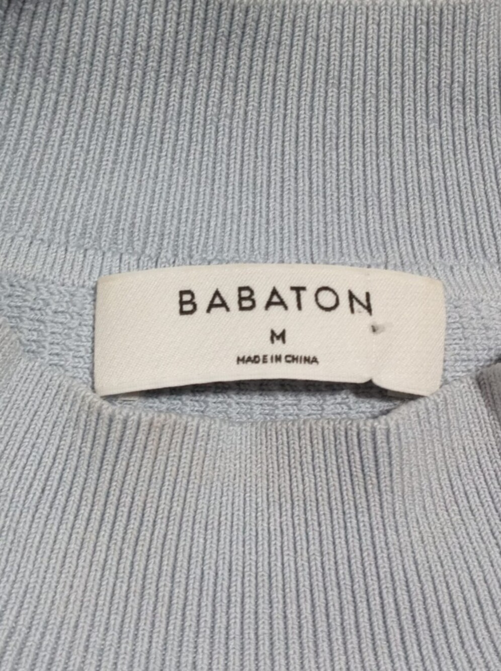 Babaton Blue Ribbed Knit Sleeveless High Neck Tank Top Minimalist Chic Size M - Picture 4 of 8